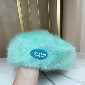 Autumn and Winter Warm Candy Color Painter Hat Rabbit Fur Women Beret Women Luck Born Slogan Fashion Hat Luxury Winter Woman Hat daiiibabyyy